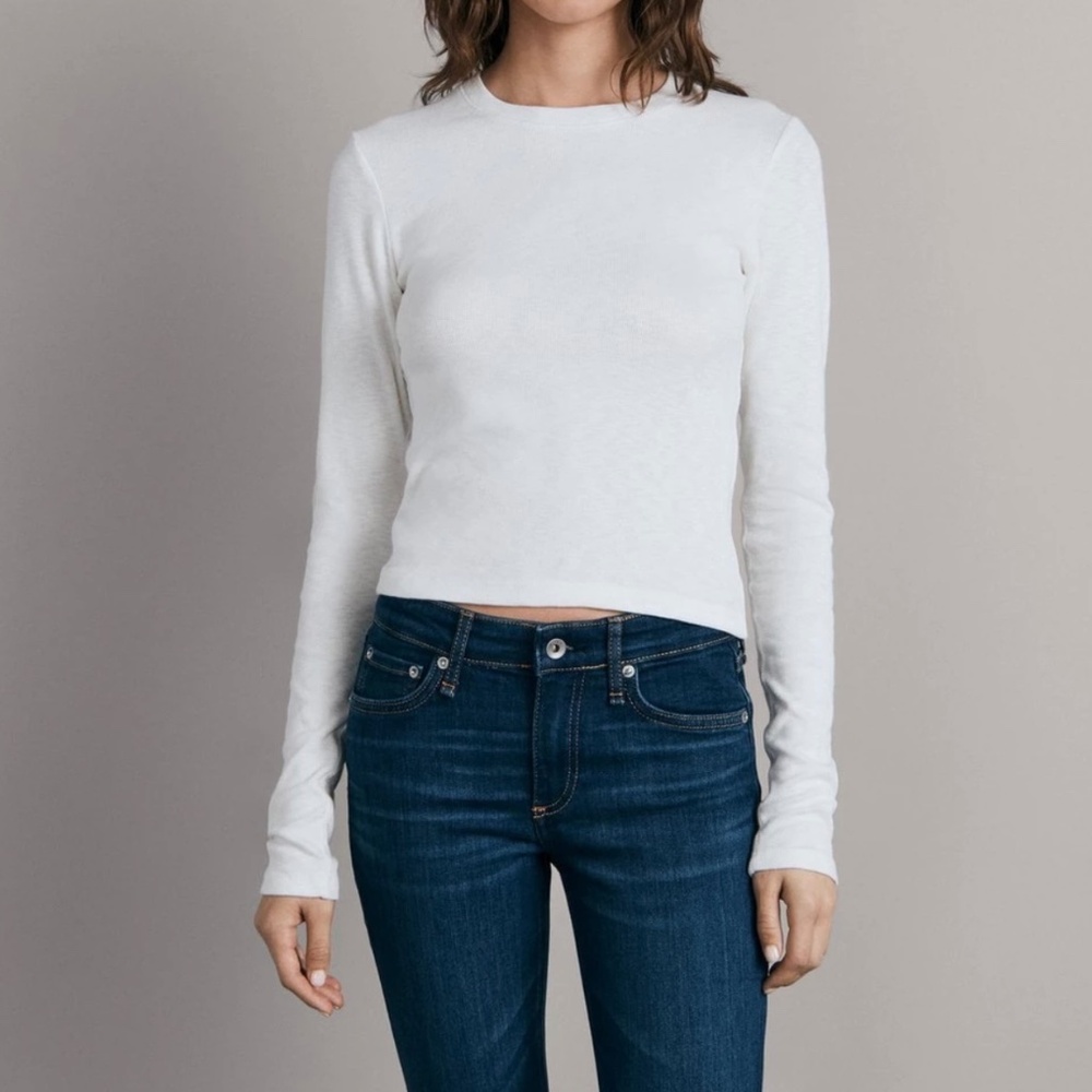 Rag and bone ribbed cropped, long sleeve tee